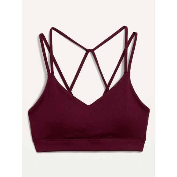Old Navy Active Burgundy Red Strappy Stretchy Sports Bra XL - Picture 5 of 6